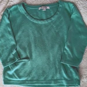 EUC Forever 21 seafoam grn 3/4 sleeve scoop neck pullover acrylic knit sweater